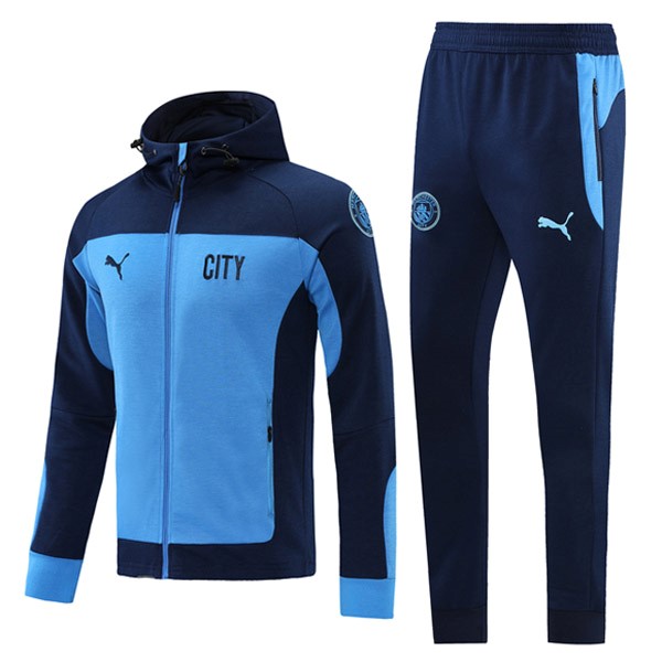 Sweat Shirt Capuche Manchester City 2021 2022 Bleu